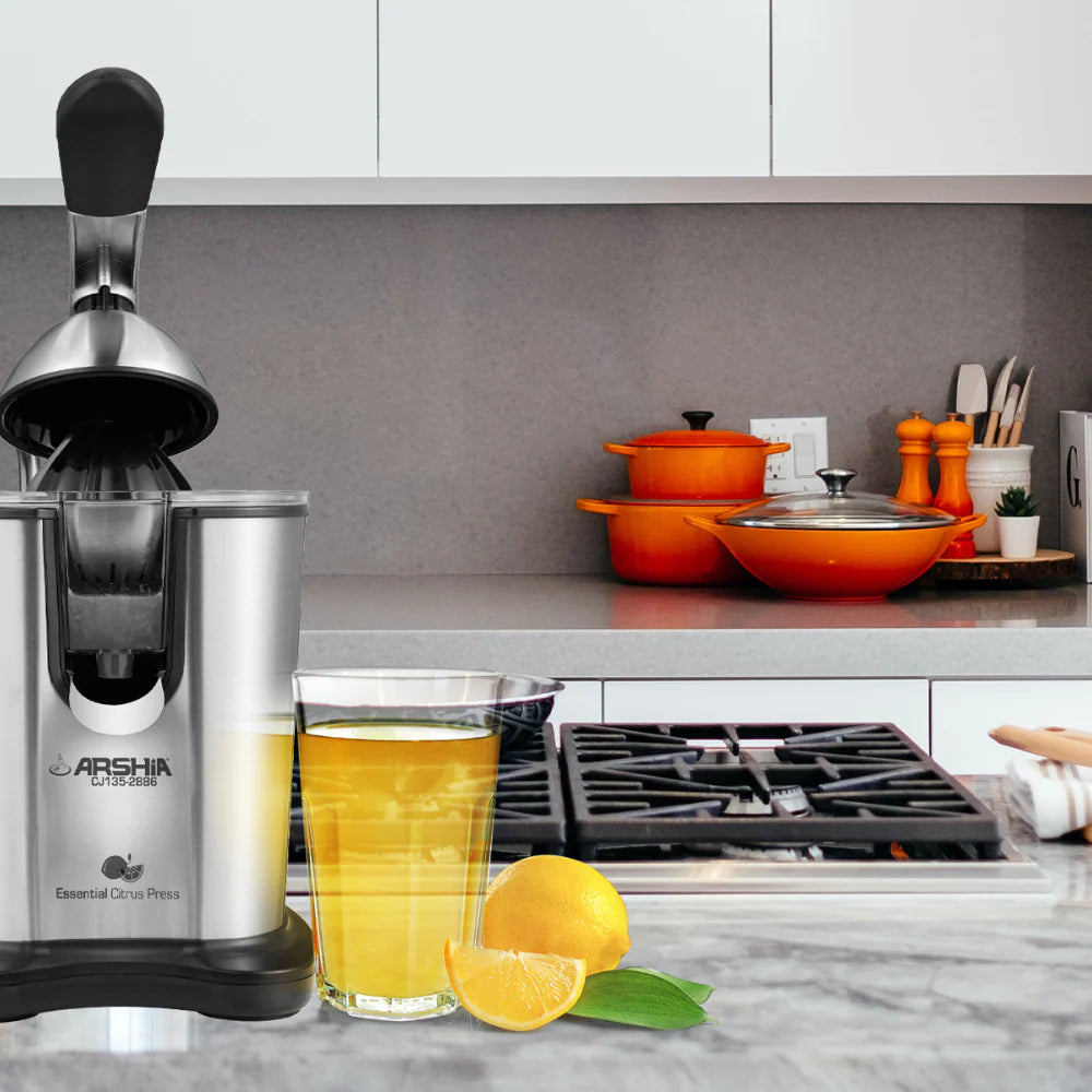Arshia Citrus Juicer – 300W, Stainless Steel Cone, Anti-Drip, Compact Design