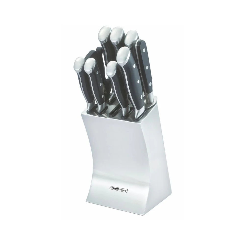 Arshia 10-Piece German Steel Knife Set with Wooden Block