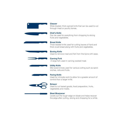 Arshia 10-Piece German Steel Knife Set with Wooden Block