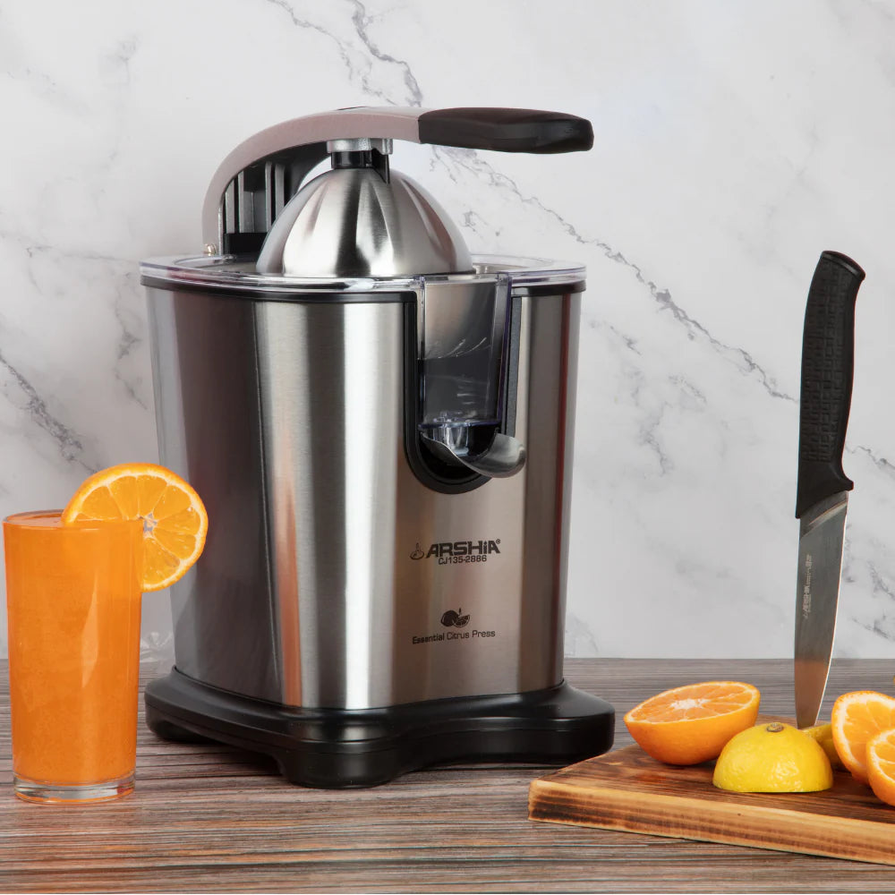 Arshia Citrus Juicer – 300W, Stainless Steel Cone, Anti-Drip, Compact Design
