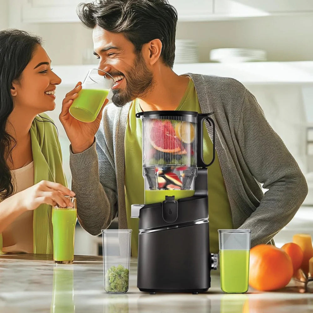 Arshia Slow Juicer 250W Cold Press, 130mm Wide Chute, Triple Filter, Grey/Black