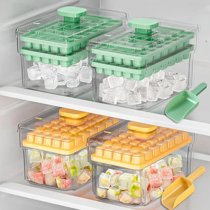 Ice Trays for Freezer with Lid &amp; Bin, Ice Cube Tray Making 68 pcs Ice Cubes, Easy Press to Release Ice