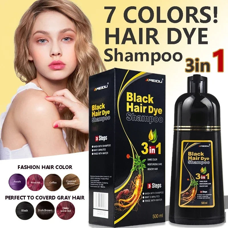 Hair Color Shampoo for Gray Hair 3 in 1 Black Hair Dye Shampoo for Women&Men Natural Herbal Safety Nourishing Hair Care Cream