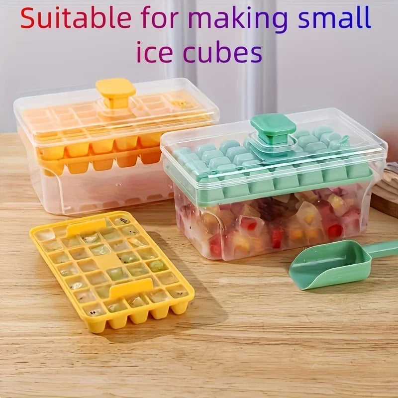 Ice Trays for Freezer with Lid &amp; Bin, Ice Cube Tray Making 68 pcs Ice Cubes, Easy Press to Release Ice