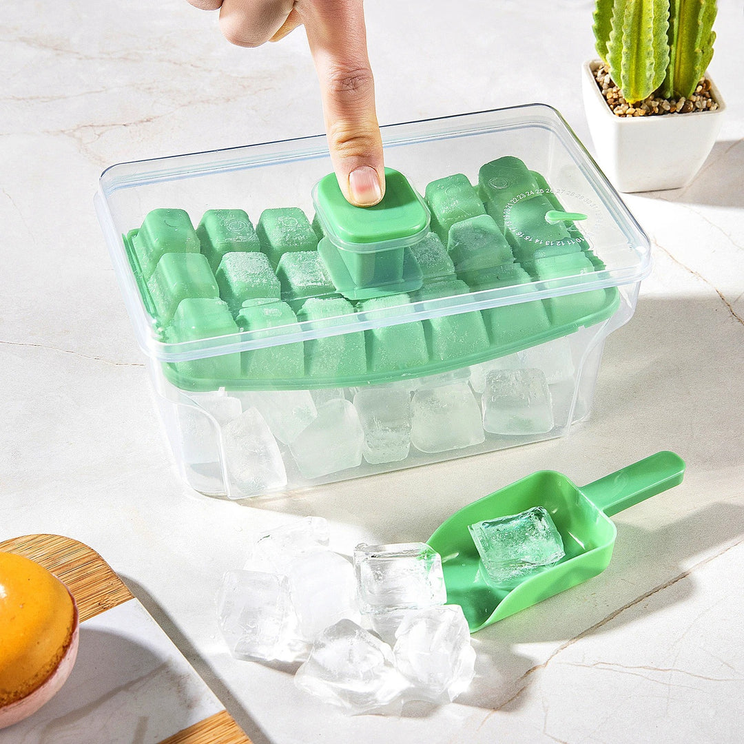 Ice Trays for Freezer with Lid &amp; Bin, Ice Cube Tray Making 68 pcs Ice Cubes, Easy Press to Release Ice