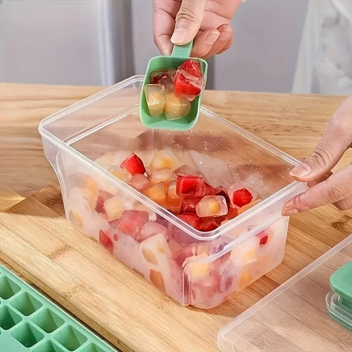 Ice Trays for Freezer with Lid &amp; Bin, Ice Cube Tray Making 68 pcs Ice Cubes, Easy Press to Release Ice
