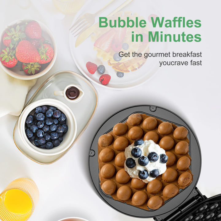 Bubble Waffle Maker, Efficient 950W Electric, 7" Non-Stick Griddle, Perfect for Creative Ice Cream Desserts