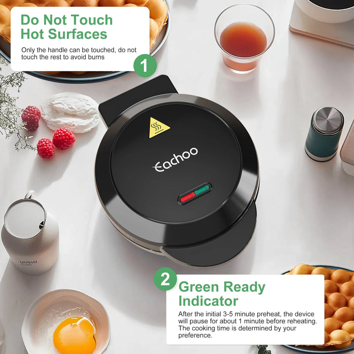 Bubble Waffle Maker, Efficient 950W Electric, 7" Non-Stick Griddle, Perfect for Creative Ice Cream Desserts