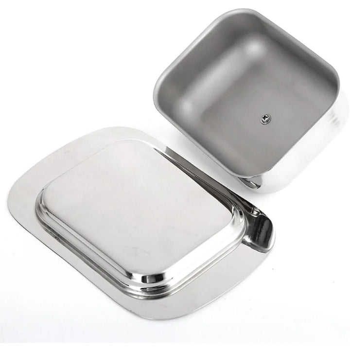 1PC Stainless Steel Butter Dish with Lid Handle Cover Design, Dessert Cheese Bread Box, Solid Cheese/Butter Container with Cover