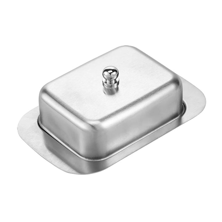 1PC Stainless Steel Butter Dish with Lid Handle Cover Design, Dessert Cheese Bread Box, Solid Cheese/Butter Container with Cover