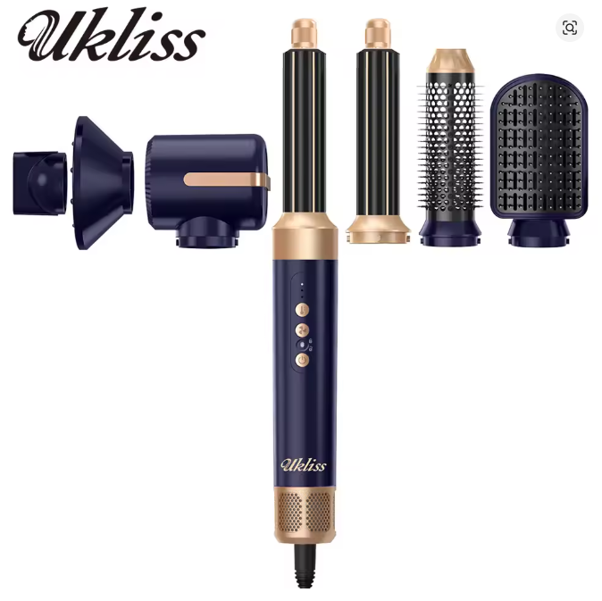 UKLISS Hair Dryer Brush 7 in 1, Air Styler Set with Curling Iron, Round Brush, Straightener for Women