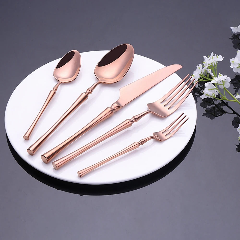 10Pcs Gold Tableware Dinnerware Stainless Steel Cutlery Set Sliver Knife Fork Spoon Set Kitchen Utensils Flateware